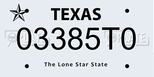 03385T0 Texas License Plate
