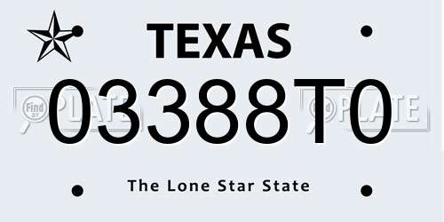 03388T0 Texas License Plate