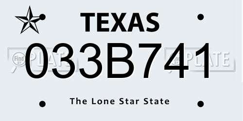 033B741 Texas License Plate
