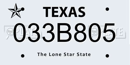 033B805 Texas License Plate