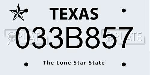 033B857 Texas License Plate