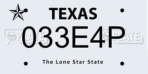 033E4P Texas License Plate