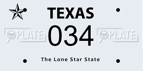 034 Texas License Plate