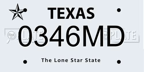 0346MD Texas License Plate