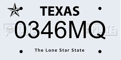 0346MQ Texas License Plate