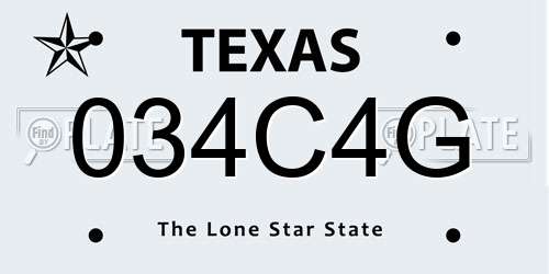 034C4G Texas License Plate