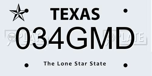 034GMD Texas License Plate