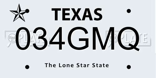 034GMQ Texas License Plate