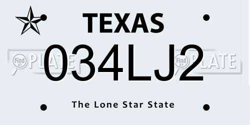 034LJ2 Texas License Plate