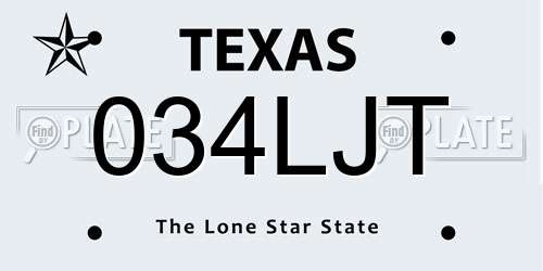 034LJT Texas License Plate