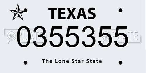 0355355 Texas License Plate