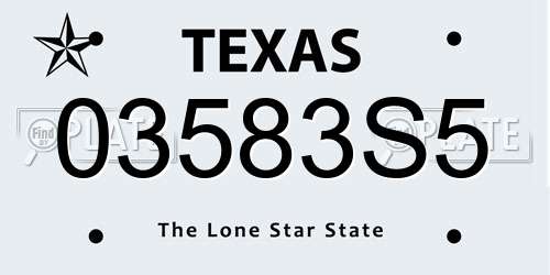 03583S5 Texas License Plate