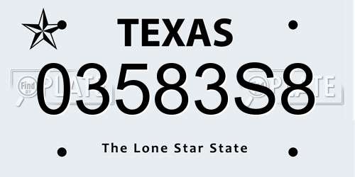 03583S8 Texas License Plate