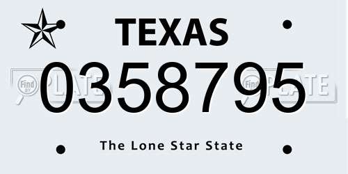 0358795 Texas License Plate