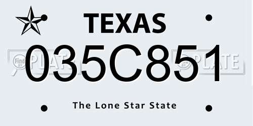 035C851 Texas License Plate
