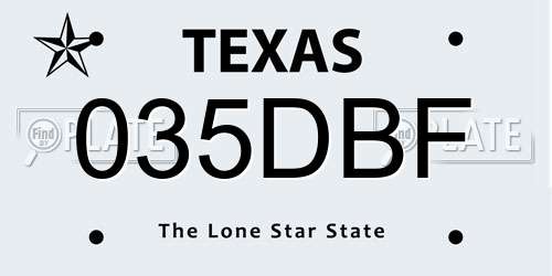 035DBF Texas License Plate