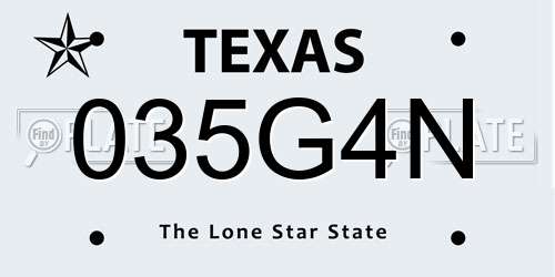 035G4N Texas License Plate