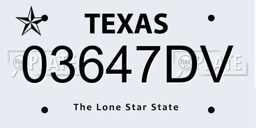03647DV Texas License Plate