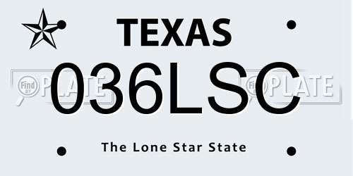 036LSC Texas License Plate