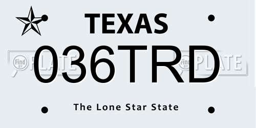 036TRD Texas License Plate