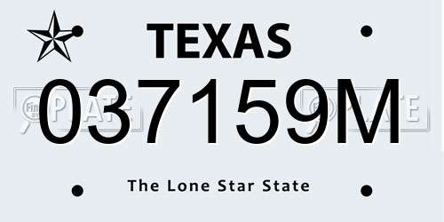 037159M Texas License Plate