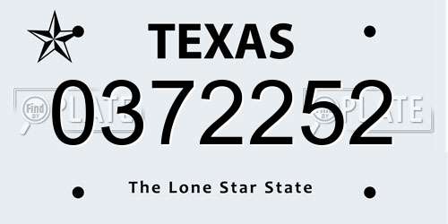 0372252 Texas License Plate