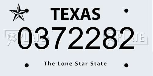 0372282 Texas License Plate