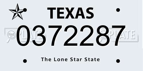 0372287 Texas License Plate
