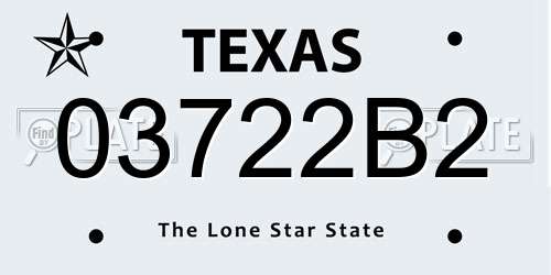 03722B2 Texas License Plate