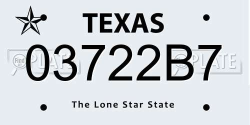 03722B7 Texas License Plate