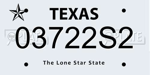 03722S2 Texas License Plate
