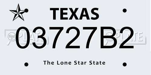 03727B2 Texas License Plate