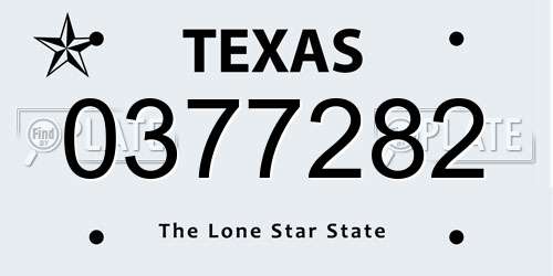 0377282 Texas License Plate