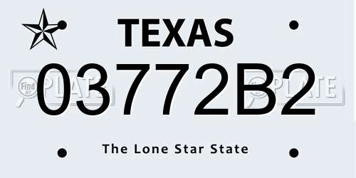 03772B2 Texas License Plate