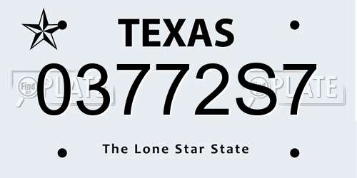 03772S7 Texas License Plate