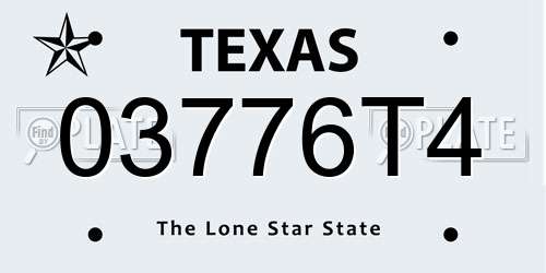 03776T4 Texas License Plate