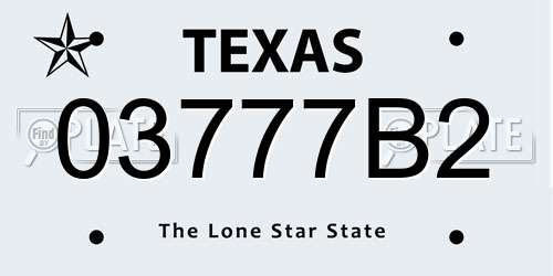 03777B2 Texas License Plate