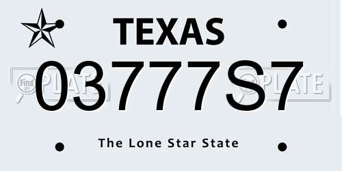 03777S7 Texas License Plate
