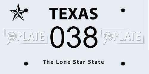 038 Texas License Plate