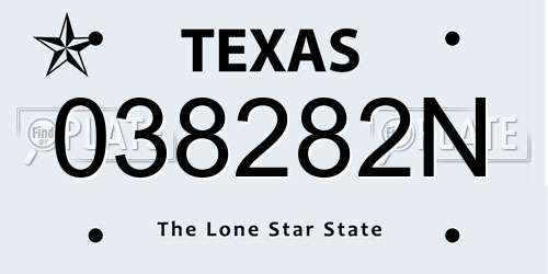 038282N Texas License Plate