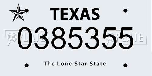 0385355 Texas License Plate