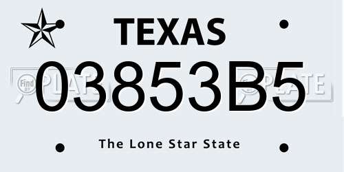 03853B5 Texas License Plate