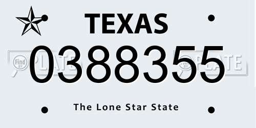 0388355 Texas License Plate