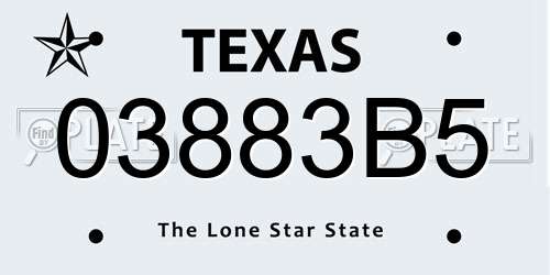 03883B5 Texas License Plate