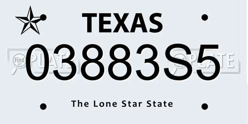 03883S5 Texas License Plate