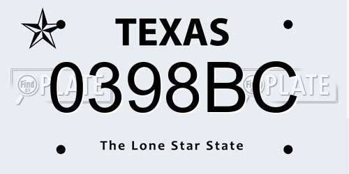 0398BC Texas License Plate