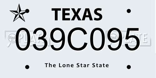 039C095 Texas License Plate