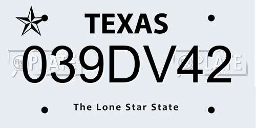 039DV42 Texas License Plate