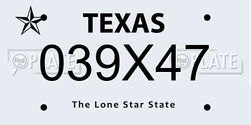 039X47 Texas License Plate