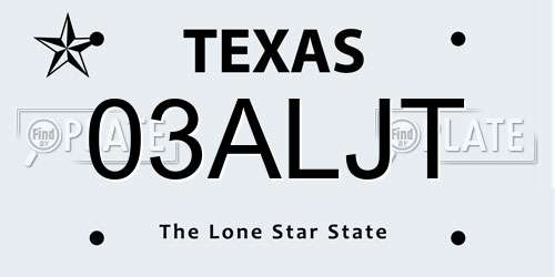 03ALJT Texas License Plate